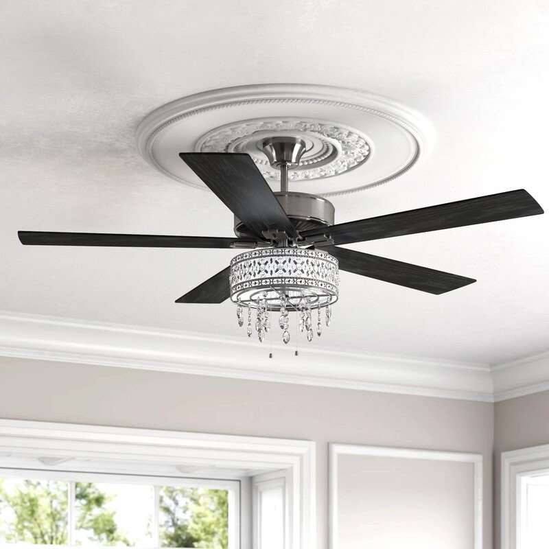 52" Leonie 5 - Blade LED Crystal Chandelier Ceiling Fan
