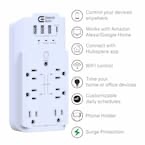 6-Outlet Smart Surge Protector with 4-USB Ports, White, Powered by Hubspace