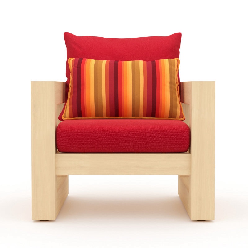 Sehrish Outdoor Acacia Wood Single Club Chair Frame - Squared