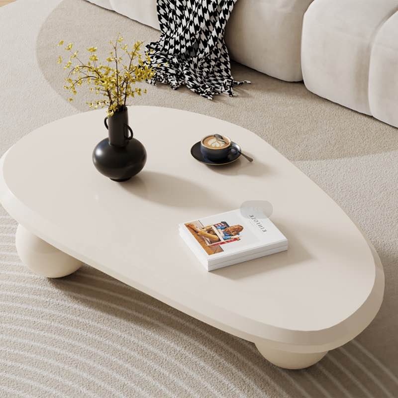 Three Legged Oval Cream Black Brown Coffee Table