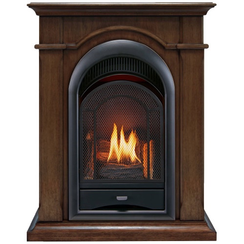 ( Incomplete, Only Part ) ProCom Ventless Gas Fireplace, Dual Fuel, Vent Free with Mantel - Walnut Finish - 15,000 BTU PCS150T-A-W