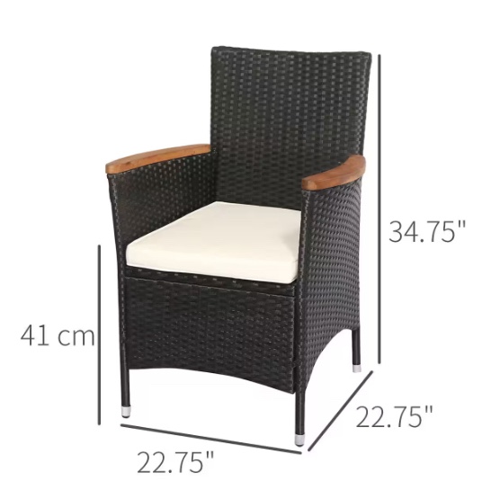 ( Incomplete, Box 2/4  ) Outsunny 9 Pieces Outdoor Dining Set for 8, Wicker Rattan Patio Furniture Set, Patio Table and Chairs Set with Cushions, Acacia Wood Table Top, Conversation Set for Garden Backyard Deck, Cream White