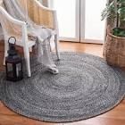 Round Wallner Handwoven Flatweave Gray/Charcoal Area Rug