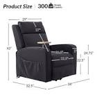 (incomplete) Dan Charcoal Farmhouse Massage Lift Assist Power Recliner with Solid Wood Tray