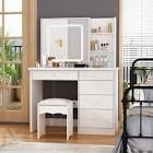 39.4'' Wide Makeup Vanity Set with Stool and LED Mirror