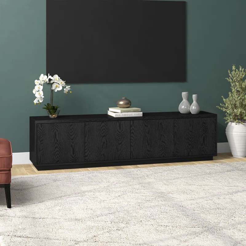 Denilah Rectangular TV Stand for TV's up to 85" in Antiqued Gray Oak