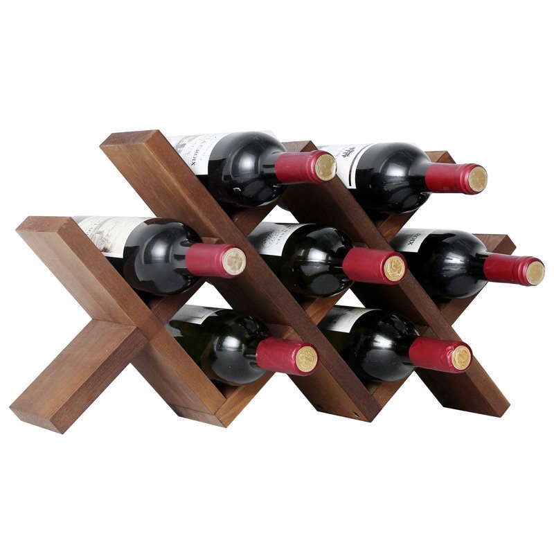 Diannne 7 Bottle Solid Wood Freestanding Wine Bottle Rack in Walnut