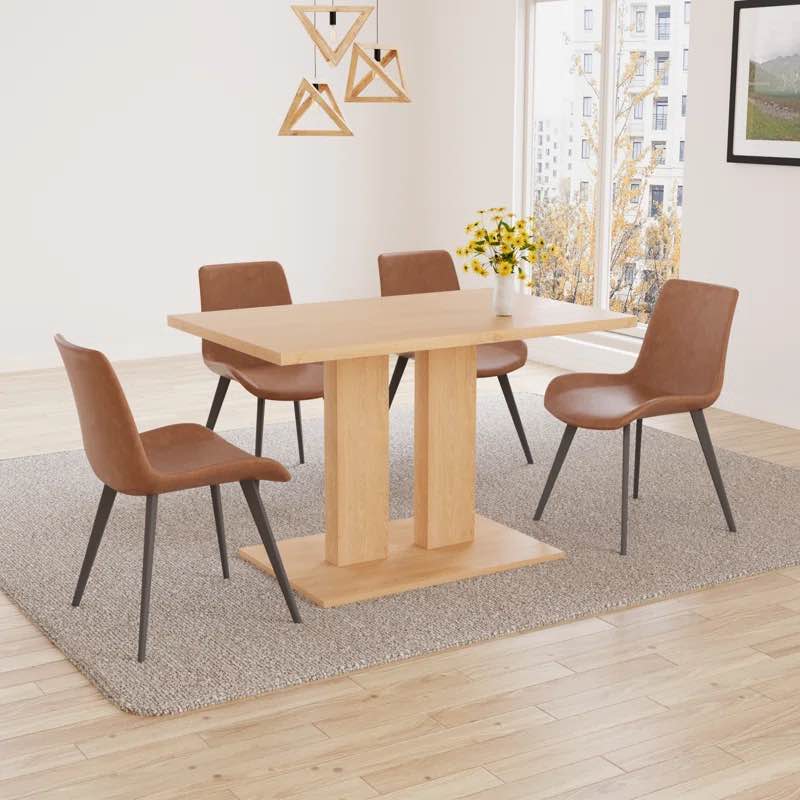 Louisette 46'' Modern Dining Kitchen Table with Bench and 4 Dining ...