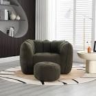 Soft Bean Bag Chair with High Resilient Foam,Comfortable Square Lazy Sofa with Footstool, Coffee