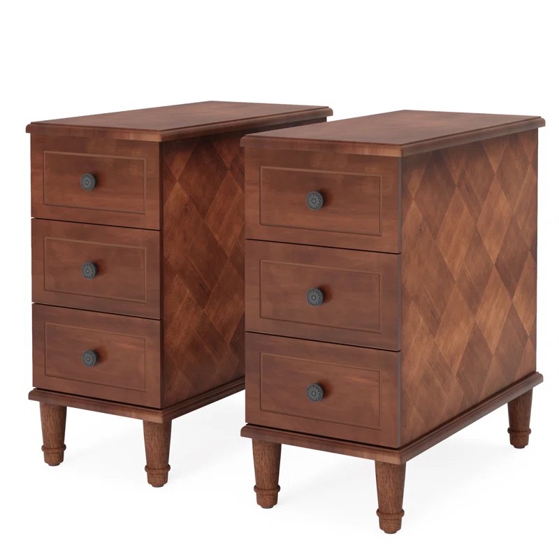 ( Only one. ) Soichi Solid Wood 3 - Drawer End Table Set