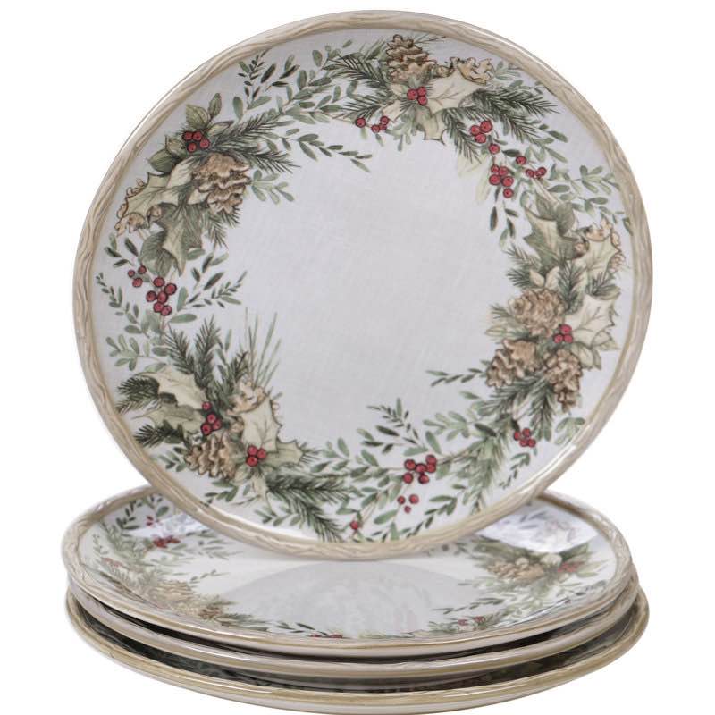 Certified International Holly And Ivy Set/4 Dinner 11"