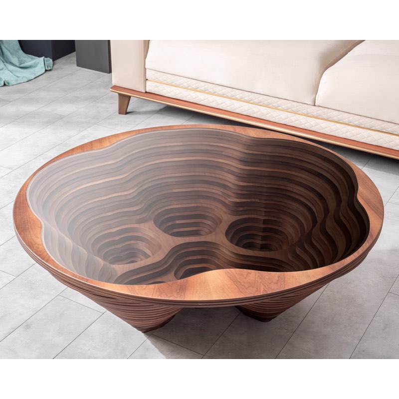 Natural Walnut Veneer Coffee Table Canyon Model