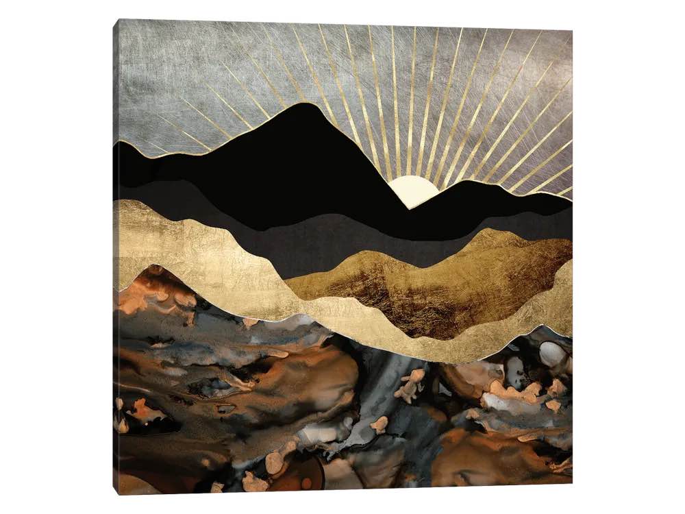 Copper and Gold Mountains by SpaceFrogDesign - Wrapped Canvas Graphic Art