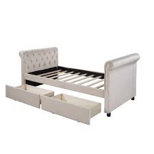 twin bed with two drawers beige  incomplete box 2