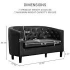 Engelhardt Faux Leather Midcentury Barrel Loveseat 2 Seater Sofa Couch for Bedrooms and Living Room.