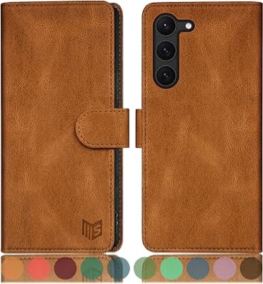 SUANPOT for Samsung Galaxy S23 5G Wallet case with RFID Blocking Credit Card Holder,Flip Book PU Leather Protective Cover Women Men for Samsung S23 Phone case Light Coffee