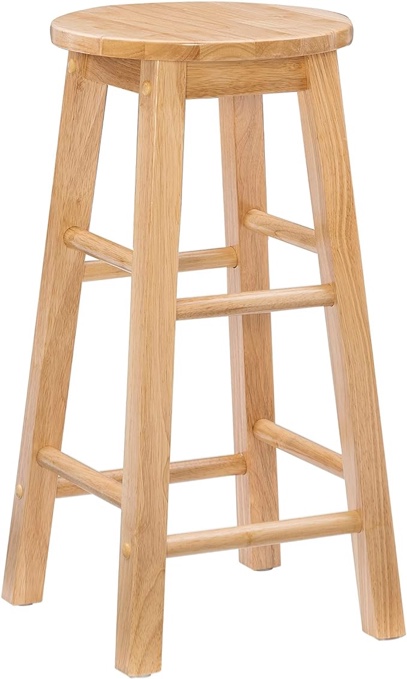 Linon Natural Barstool with Round Seat