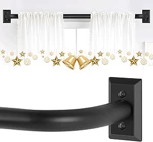 Wrap Around Curtain Rods,Black Curtain Rods for Windows 66 to 120 Inch,1 Inch Adjustable Blackout Curtain Rod with Bracket,Room Darkening Window Curtain Rod,Metal Drapery Rod 66-120",Matte Black