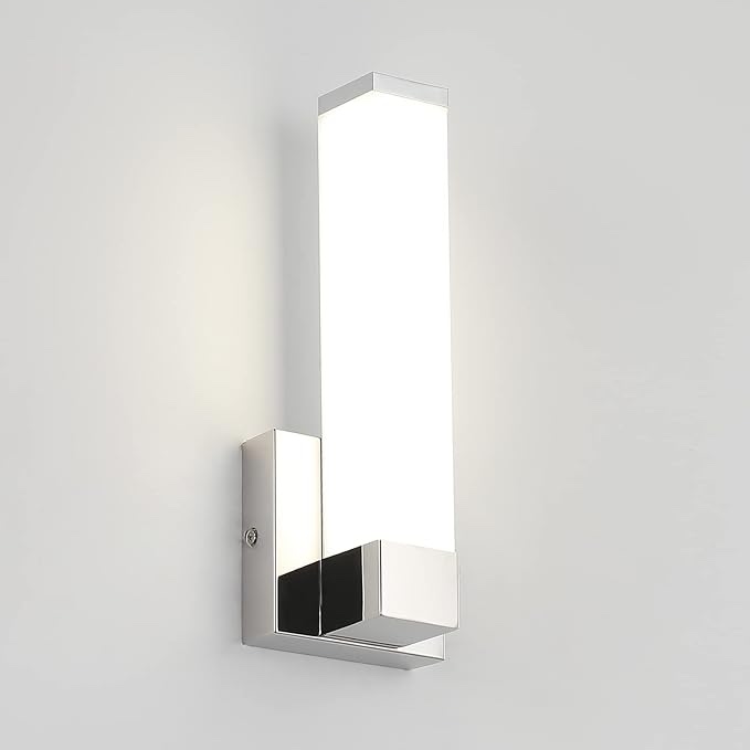 Chrome Wall Lights for Bedroom Modern Indoor LED Hallway Sconces Corner Light 12" Inch Height 12W 4000K Bedside Stair Sconces Wall Lighting Lamps 110V AC Visit the 7Degobii Store