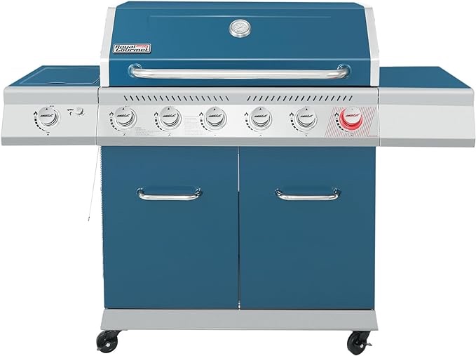 Royal Gourmet GA6402B 6-Burner Propane Gas Grill with Sear Burner and Side Burner, 74,000 BTU, Cabinet Style Outdoor BBQ Grill for Barbecue Grilling and Backyard Cooking, Blue Visit the Royal Gourmet Store