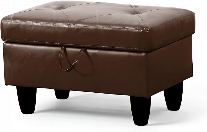 Ottoman Rectangular Storage Ottoman Bench Faux Leather Footrest Footstool with Hinged Lid for Living Room, Bedroom, Entryway, Brown, 28.5"x19"x17.5" Visit the GRETERST Store