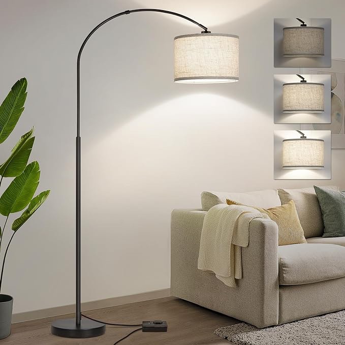 Dimmable Floor Lamp, Arc Floor Lamp with Dimmer, Black Standing Lamp with Adjustable Hanging Shade, Over Couch Tall Reading Light, Modern Pole Lamp for Living Room Bedroom, 9W LED Bulb Included Visit the Seaside village Store 4.5 4.5 out of 5 stars    1,408 ratin