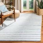 What with blue stripes area rug 