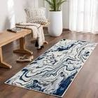 Blue And white Swirl Area Rug