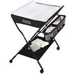 Kinder King Portable Baby Changing Table w/Wheels, Adjustable Height Folding Infant Diaper Station, Mobile Newborn Nursery Organizer, Large Storage Rack, Grey