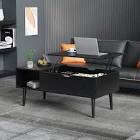 Irfaan Lift Top Extendable 4 Legs Coffee Table with Storage, Black