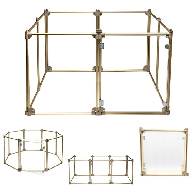 (similar) Front Row Foldable Dog Playpen Pen, Durable Indoor Outdoor Portable Crate Kennel Safe Accessories for Puppy, Cat, Bunny, Pet Play Exercise Rest with Transparent Panels & Silver Rods, KITT-DP000-01