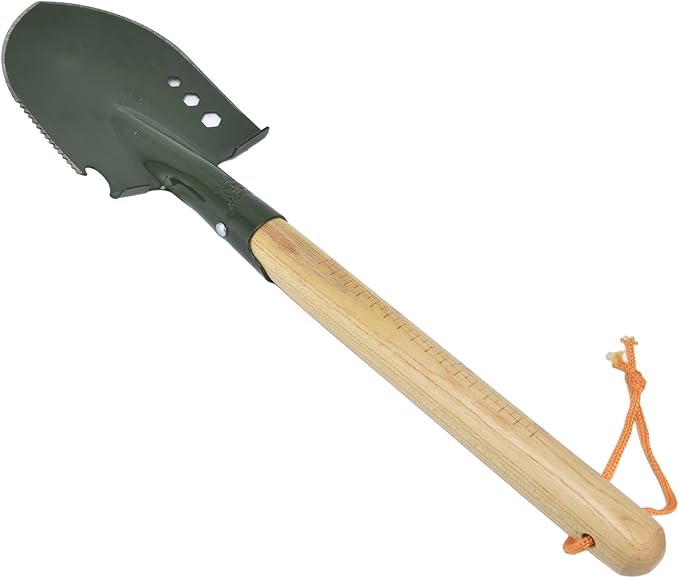 ADANN Military Shovel, Heat Treatment Wooden Handle Camp Shovel for Camping for Outdoor for Garden
