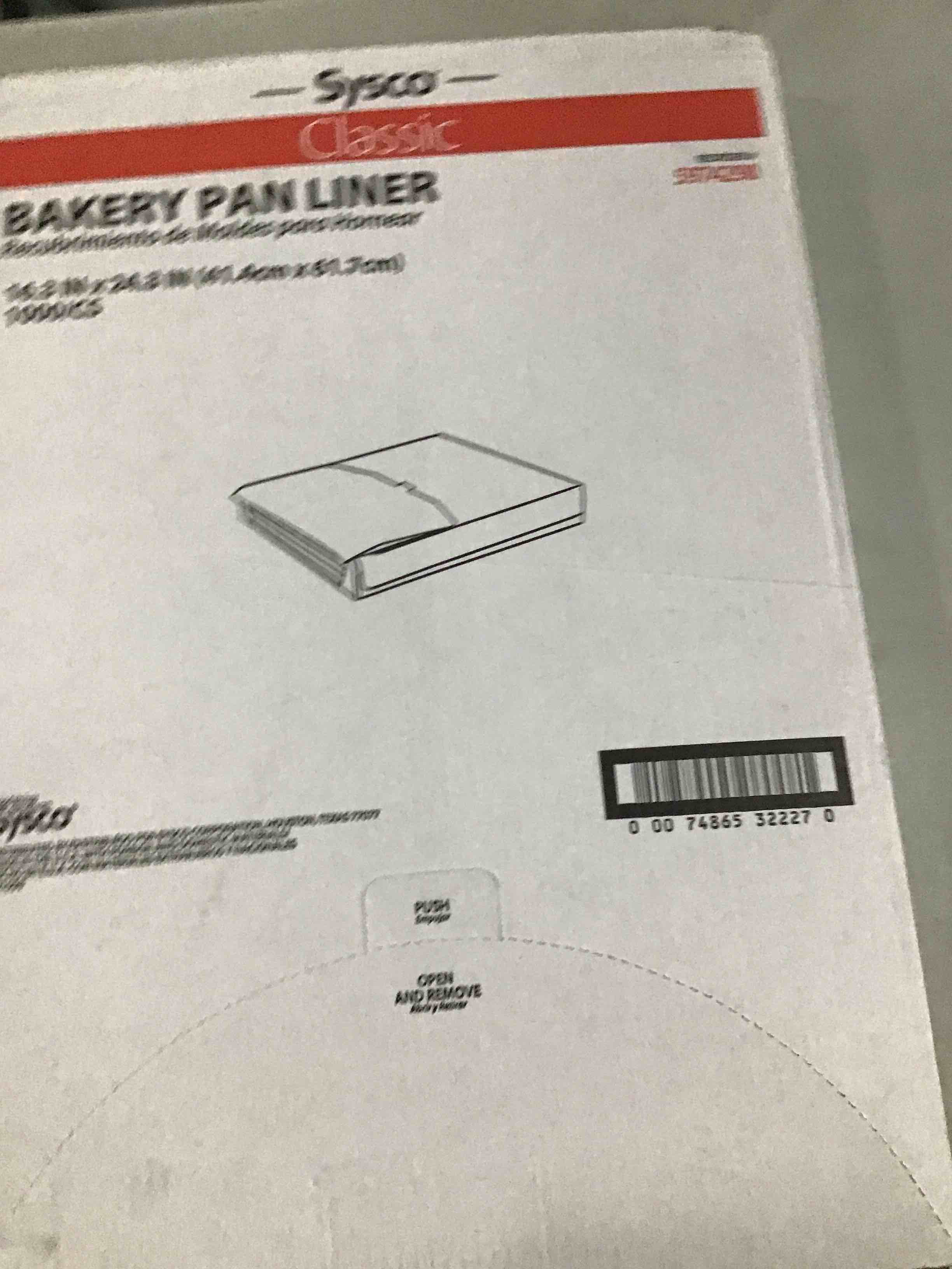 Sysco bakery pan liners 