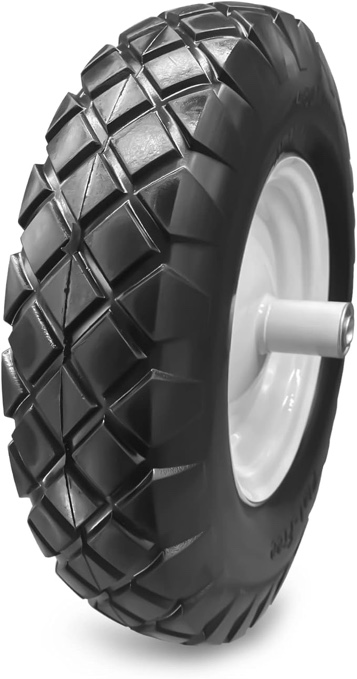 BAIVE BW 16" Flat Free Solid Polyurethane Tire and Wheel, 4.80/4.00-8 PU Airless Tires with 5/8" Ball Bearings, 6" Centered Hub for Hand Truck/Utility Cart/Dollies/Various Carts, 1 Pc(440 Lb Load) 4.80/4.00-8/5.5 lbs/2