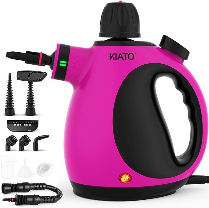 Kiato Handheld Steam Cleaner, 10 in 1 Hand Held Steamer for Cleaning, Portable Pressurized Steamer for Home Use, Bathroom, Mini Steam Cleaners for Upholstery Furniture Sofa Couch Floor Tile Grout Car