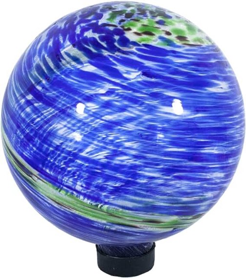 Echo Valley 8140 Illuminarie Glow-in-The-Dark Glass Gazing Globe, 10-Inch, Light Blue Swirl