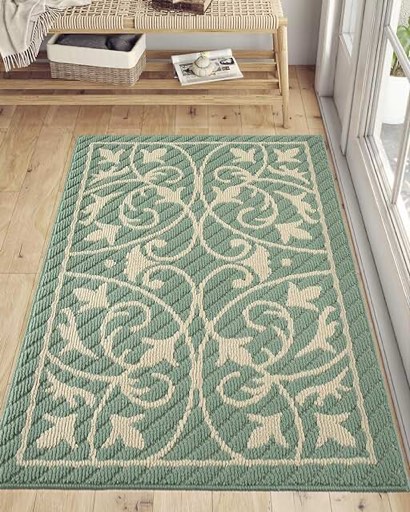 DEXI Door Mat Indoor Rugs for Entryway Floor Mats Inside Doormat Front Entrance Rug Entry Non Slip Washable,23.5"x35.5",Dark Sea Green