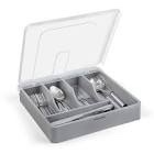 Bamboo Silverware Tray with Lid, Utensil Drawer Organizer for Kitchen Countertop, Wooden Flatware Organizers and Storage Holder, Bamboo Black
