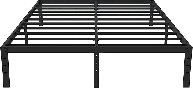 Upcanso Queen Bed Frame No Box Spring Needed, 14 Inch Heavy Duty Metal Platform Bed Frame Queen Size, 1200lbs Steel Slats Support, Easy Assembly, Black