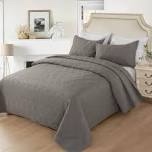 3 Pieces King Size Quilt Set Lightweight Summer Bedspread 98''x106'' Soft Microfiber Floral Coverlet Luxurious Warm Bed Cover for All Seasons Vintage Gray Bedding Set (1 Quilt, 2 Pillow Shams)