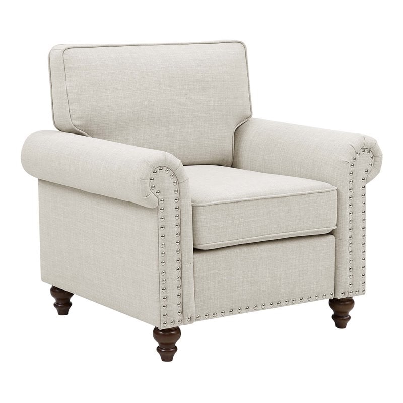 (BOX 2 OF 2 ONLY) Oadeer Home 30.5" Modern Linen Blend Fabric Upholstered Accent Chair in Beige