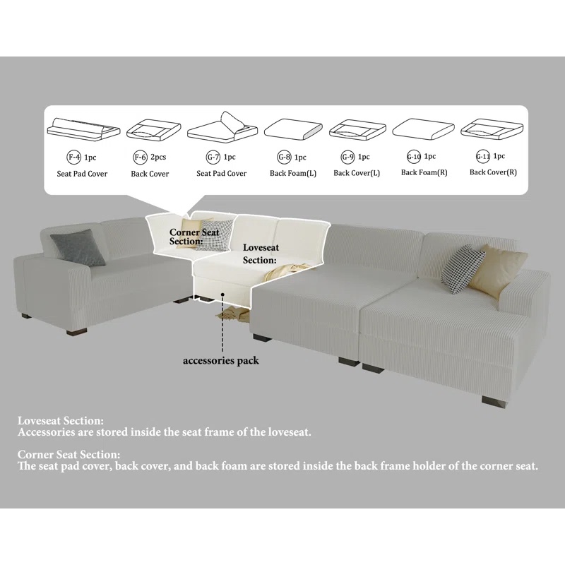 ( Incomplete, Only Cushion )  Neoshia 121 Inch Oversized U-Shaped Sectional Sofa, Large Sofa With Corner Seat And Large Chaise, Mordern Sofa For Living Room