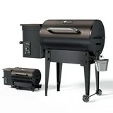 KingChii 456 sq. in Wood Pellet Smoker & Grill BBQ with Auto Temperature Control, Folding Legs for Outdoor Patio RV, Bronze