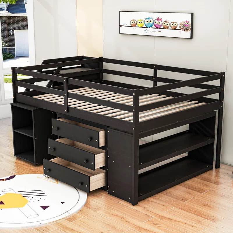 ( Box 1/3 ) ( Different color ) Jandi 3 Drawer Platform Loft Bed with Built-in-Desk by Harriet Bee 