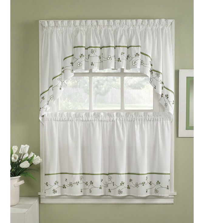 Orianna Floral Swag Kitchen Curtain in Green