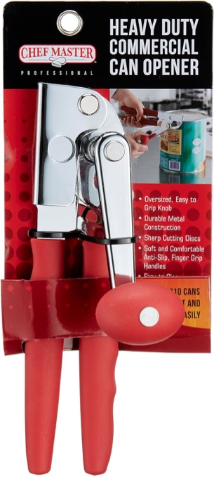 Chef-Master 90056 Commercial Can Opener | Sharp Cutting Discs | Durable Metal Construction | Comfortable Ant-Slip Grip | Heavy Duty Can Opener for Large Cans | Manual Can Opener Commercial