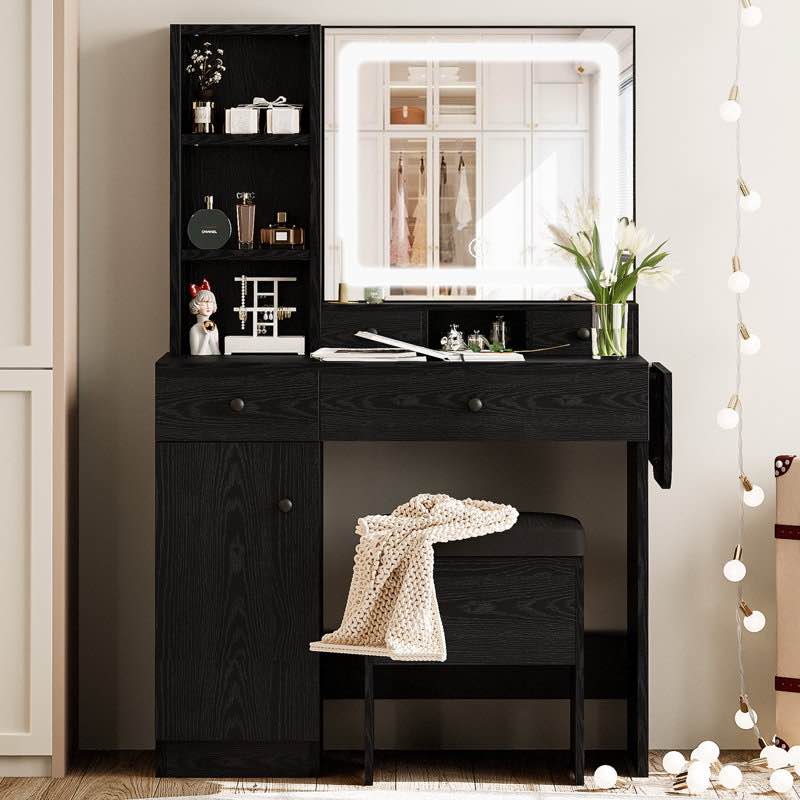 Jakaylen Vanity Makeup Desk with LED Light