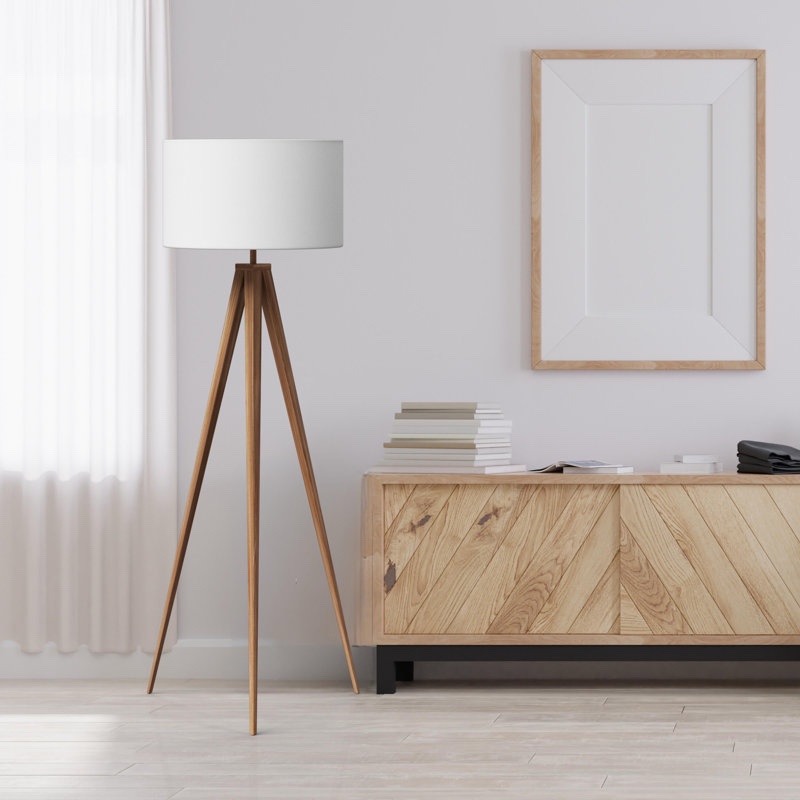 Cardone 60" Modern Standing Tripod Floor Lamp with Drum Shade