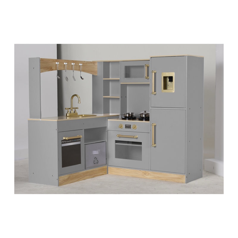 (incomplete) Preschool Kitchen Set, Corner Play Toy Kitchen, Large Toodler Cooking Playset w/Refrigerator, Stove w/Light & Sound, Disinfection Locker, Water Dispenser, Sink