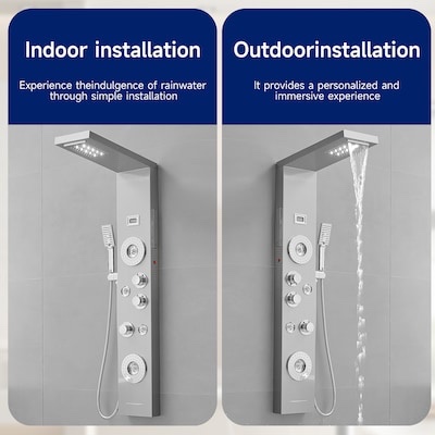BWE Chrome Nickel 8-in Shower Panel System with 3-way Diverter (Valve Included)
